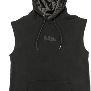 Satin lined Black Sleeveless Hoodie